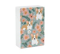 Corgi Floral Flowers Spring Garden Cigarette Case Stylish Plastic Cigarette Holder Box for Women Men Portable Crush-Proof Cigarette Organizer