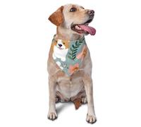Corgi Floral Flowers Spring Garden Dog Bandana Pet Scarf Accessories for Small Medium Dogs Cats Photo Prop, Triangle Pet Bandanas Adjustable Puppy Bib Washable Dog Kerchief Puppy Neckerchief