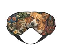 Corgi Floral Flowers Spring Garden Eye Mask for Sleeping, Sleeping Mask Blocking Out Light Perfectly for Women and Men, Soft and Comfortable Blindfold for Travelling