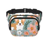 Corgi Floral Flowers Spring Garden Fanny Pack Fashion Belt Bag Lightweight Waist Pouch With Adjustable Strap Crossbody Bags For Women Travel Sports Running