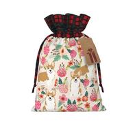 Corgi Floral Flowers Spring Garden Gifts Bag Christmas Wrapping Storage Bag Fabric Storage Tags Christmas Accessories Xmas