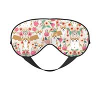 Corgi Floral Flowers Spring Garden Light Blocking Sleep Mask Adjustable Comfortable Soft Eye Cover Reversible Night Rest