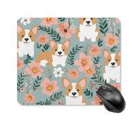 Corgi Floral Flowers Spring Garden Mouse Pad Square Laptop Mouse Mat Cute Computer Mousepad Keyboard Pad Non-Slip Desk Pads for Gaming Office Work Home 25 * 30cm