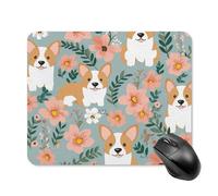 Corgi Floral Flowers Spring Garden Mouse Pad Square Laptop Mouse Mat Cute Computer Mousepad Keyboard Pad Non-Slip Desk Pads for Gaming Office Work Home 20 * 25cm