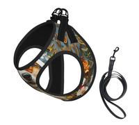 Corgi Floral Flowers Spring Garden Print Dog Harness Leash Set Reflective Pet Harness Puppy Vest Suitable Dogs Cats Small Breeds