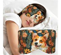 Corgi Floral Flowers Spring Garden Print Full Coverage Sleep Mask,Eye Mask Portable for Travel Office Nap Shift Work