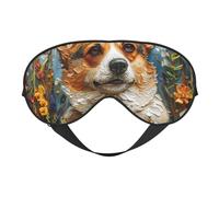 Corgi Floral Flowers Spring Garden Print Silk Sleep Eye Mask Soft Eye Cover with Adjustable Strap Comfortable for Travel Office Nap