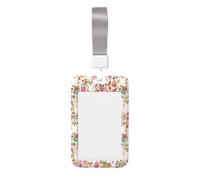 Corgi Floral Flowers Spring Garden Printed Id Card Badge Holder with Neck Strap Waterproof Name Card Holder Plastic Vertical Sleeve Pocket