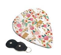 Corgi Floral Flowers Spring Garden Set Of 6 Guitar Plectrums For Acoustic Guitar, Electric Guitar, Bass, Ukulele - Thin, Medium And Thick.