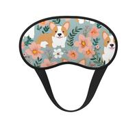 Corgi Floral Flowers Spring Garden Sleep Mask for Side Sleeper, Light Blocking Night Masks for Sleeping Eye Mask for Women Men Eye Cover Soft Comfortable Eye Shade for Travel, Nap