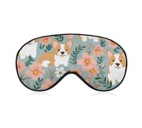 Corgi Floral Flowers Spring Garden Sleep Mask for Women Men Side Sleeper Eye Cover with Adjustable Strap Soft Breathable Blackout Mask Slip-Free Deep Sleeping Travel Essentials