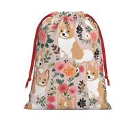 Corgi Floral Flowers Ultra Soft Velvet Gift Bag, Comfortable To The Touch, Reusable