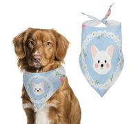 Corgi Floral Pattern Dog Bandanas for Feeding Grooming, Triangle Pet Bibs for Cats & Dogs Washable Fashion Pets Scarf for Party Travel 27.6 X 11.8 Inch