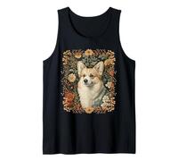 Corgi Floral Portrait William Morris Style Tank Top