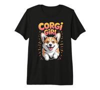 Corgi Girl Cute Cartoon for Dog Owners | Womens Corgi Premium T-Shirt