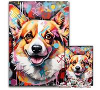 Corgi Graffiti 1000 Piece Jigsaw Jigsaw Puzzles Challenging Brain Teaser, Family Activity, Home Decor, 26X38CM/10.23x14.96inch