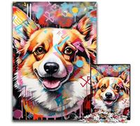 Corgi Graffiti 1000 Piece Jigsaw Jigsaw Puzzles Challenging Brain Teaser, Family Activity, Home Decor, 50x75CM/19.68x29.52inch