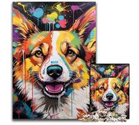 Corgi Graffiti 1000Pc Adults Jigsaw Puzzle Wooden Jigsaw Perfect Home Or Office Decor, Ideal 50x75CM/19.68x29.52inch