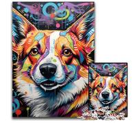 Corgi Graffiti Jigsaw Puzzles for Adults, 1000 Piece Wooden Jigsaw Puzzles for Adults Challenging Brain Teaser for Teenagers, Family Game Night Fun 50x75CM/19.68x29.52inch
