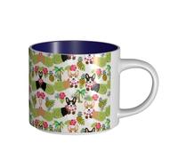 Corgi Hawaiian Summer Pineapple Printing Large-Capacity Ceramic Mugs, Versatile Cups for Coffee,Tea,Easy to Hold,Perfect for Workspaces
