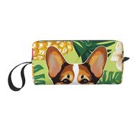 Corgi Hawaiian Tropical Pineapple Printed Travel Makeup Bag Portable Cosmetic Bag Makeup Case Toiletry Handbag Organiser for Women