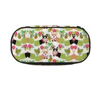 Corgi Hawaiian Tropical Summer Pineapple Cute Aesthetic Big Capacity Zipper Pencil Cases Pen,Portable Office Desk Organizer for Adults