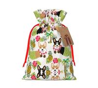 Corgi Hawaiian Tropical Summer Pineapple Drawstring Gift Bags Small Item Treats Wrapping Storage Bags Christmas Birthday Party Holiday