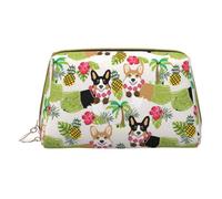 Corgi Hawaiian Tropical Summer Pineapple Makeup Organizer, Travel-Friendly Toiletry Pouch for Cosmetics, Skincare, Accessories