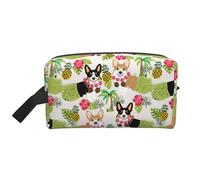 Corgi Hawaiian Tropical Summer Pineapple Print Large Capacity Travel Toiletry Bag Unisex Daily Use Storage Weekend Trips Pouch