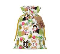 Corgi Hawaiian Tropical Summer Pineapple Print Small Drawstring Pouch For Gifts,Reusable Gift Bag,For Holiday And Party Presents