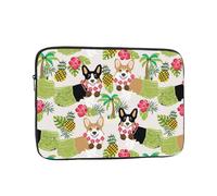 Corgi Hawaiian Tropical Summer Pineapple Printed Laptop Sleeve for Men Women 13 inch Shockproof Laptop Case Bag for Travel Office School