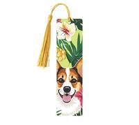 Corgi Hawaiian Tropical Summer Pineapple Printed Metal Bookmarks M - Gold Lightweight Aluminium Book Marker for Books, Journals & Gifts, Ideal Book Lovers, Holiday Decor & Crafts