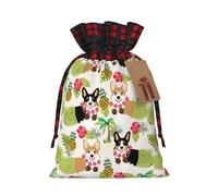 Corgi Hawaiian Tropical Summer Pineapple SColorblock linen drawstring gift bags Christmas drawstring gift bags perfect for Christmas party decorations