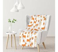 Corgi In Action Seamless PatternFlannel Throw Fluffy Blanket for Couch, Soft Cozy Blankets
