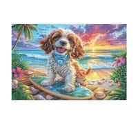 Corgi in Flower Field 1000 Piece Complete DIY Jigsaw Puzzle Collectors Mind Relaxation Educational Decorative Puzzle Gifts for Adults Wooden Cardboard 1000 PCS/75x50cm