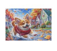Corgi in Flower Field 300 Piece Premium Jigsaw Puzzle For Men Educational Decompression Adults Anxiety Memory Care Mothers Valentines Creativity Gift Giving 300 PCS/40x28cm