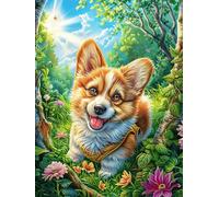 Corgi in Flower Garden 300 Pc DIY Jigsaw Puzzle Mitos Cuento De Hadas Puzzles for Adults Teens Hard Challenging Team Building Stress Reducing Autumn Rigid Cardboard 300 PCS
