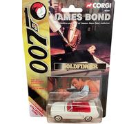 Corgi james bond 007 collectors card goldfinger white open top car 1.64 ish scale diecast model