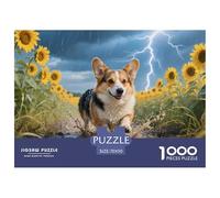 Corgi Jigsaw 1000 Pieces Challenge Toy for Adults,Sunflower Thunderstorm Field Impossible Jigsaw Puzzles 1000 Pieces Educational Game Home Decoration 70x50cm/1000pcs