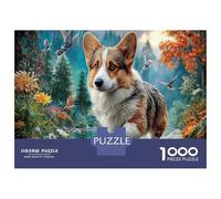 Corgi Jigsaw Puzzle for Game 1000 Pieces Autumn Forest Stream Beginners Puzzle Starters Anxiety Relief Secret Santa Gift 38x26cm/1000pcs