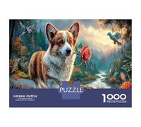 Corgi Jigsaw Puzzle for Game 1000 Pieces Forest Path Stream Anxiety Relief Secret Santa Small Gift Idea for Couples 38x26cm/1000pcs