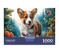 Corgi Jigsaw Puzzle for Game 1000 Pieces Forest Stream Anxiety Relief Secret Santa Small Gift Idea for Couples 52x38cm/1000pcs
