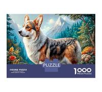 Corgi Jigsaw Puzzle for Game 1000 Pieces Mountain Stream Pine Forest Beginners Puzzle Starters Anxiety Relief Secret Santa Gift 52x38cm/1000pcs