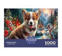 Corgi Jigsaw Puzzle for Game 1000 Pieces Snowy Christmas Forest Beginners Puzzle Starters Anxiety Relief Secret Santa Gift 38x26cm/1000pcs