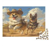 Corgi Jigsaw Puzzles Puzzle for Adults Kids. 1000 Pieces Running in The Fields Great Gifts Challenge Toy Educational Game Home Decoration for Adults& Kids Age 14 Years Up 1000pcs (75x50cm)