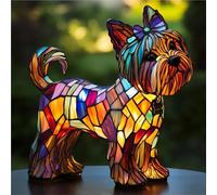 Corgi Lamp, Dachshund Lamp, French Bulldog Tabletop USB Night Light, Stained Glass LED Table Lamp for Bedside Living Room Bedroom Animal Pet Lovers Home Decoration Office Decor(Yorkshire Terrier,7.8in