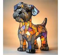 Corgi Lamp, Dachshund Lamp, French Bulldog Tabletop USB Night Light, Stained Glass LED Table Lamp for Bedside Living Room Bedroom Animal Pet Lovers Home Decoration Office Decor(Schnauzer,7.8in)