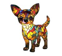 Corgi Lamp Dachshund Lamp Stained Glass,Stained Resin French Bulldog Tabletop Night Light, Dog Series Art Night Light, Vintage Animal Nightlight Home Decor (H)