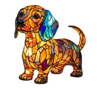 Corgi Lamp Dachshund Lamp Stained Glass,Stained Resin French Bulldog Tabletop Night Light, Dog Series Art Night Light, Vintage Animal Nightlight Home Decor (C)