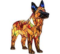 Corgi Lamp Dachshund Lamp Stained Glass,Stained Resin French Bulldog Tabletop Night Light, Dog Series Art Night Light, Vintage Animal Nightlight Home Deco (O)